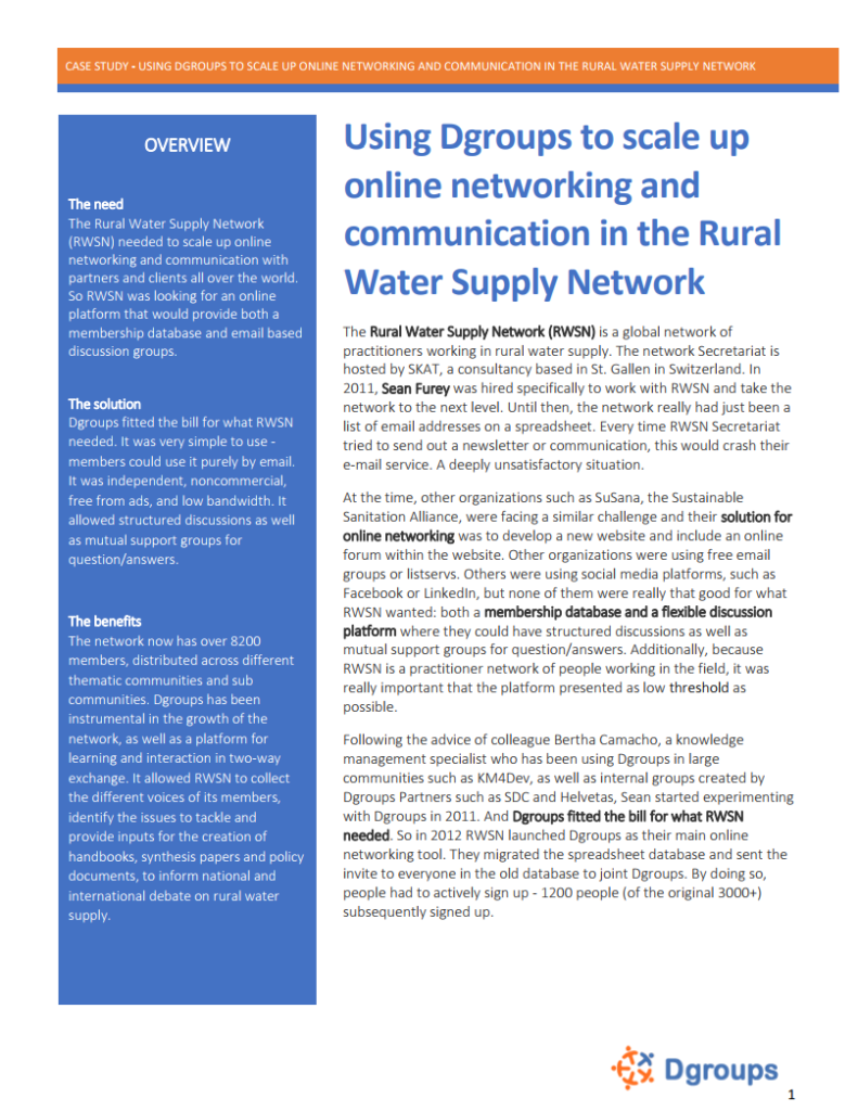 Dgroups - Case study RWSN cover image